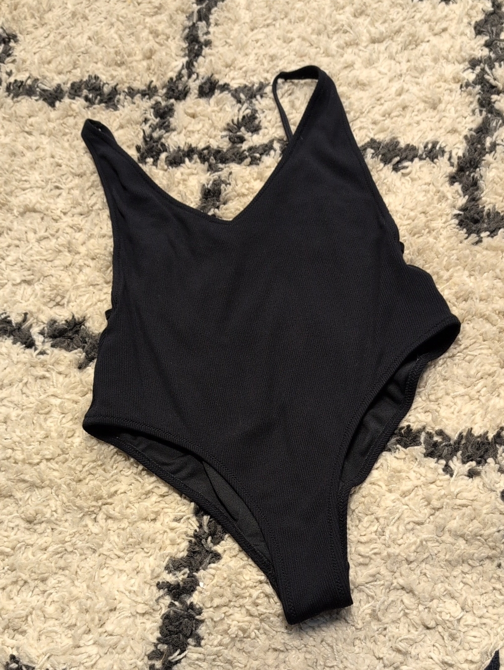 Topshop Black V-Neck One-Piece Swimsuit